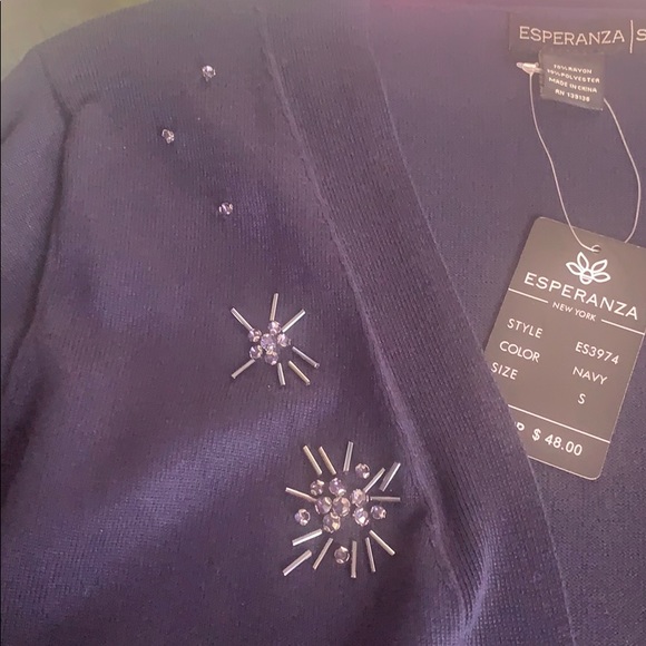 ESPERANZA CARDIGAN EMBELLISHED SWEATER (Small) - Picture 9 of 10